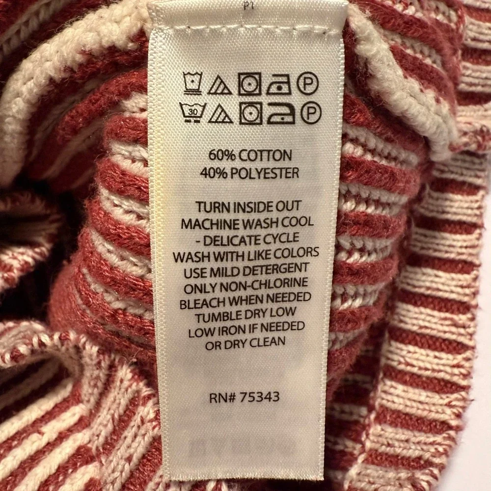 Rachel‎ Zoe Cowl Neck Striped Knit Sweater Size S Burgundy Cream Casual